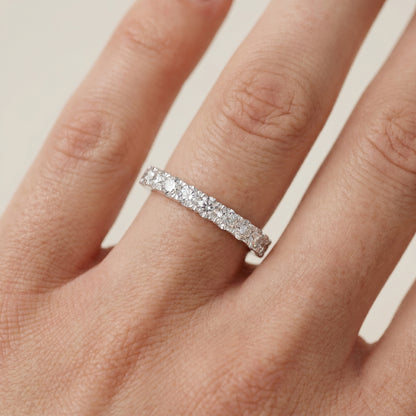 Round Cut Lab Grown Diamond Ring in Silver