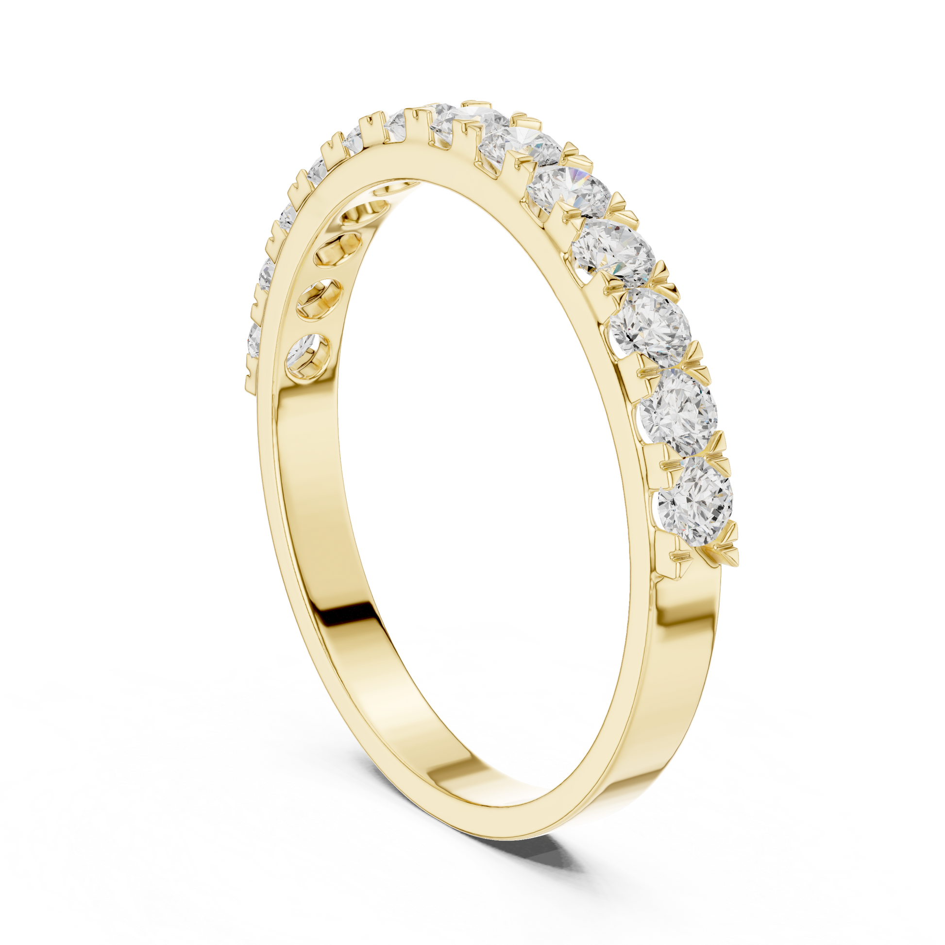 Round Cut Lab Grown Diamond Ring in Yellow Gold
