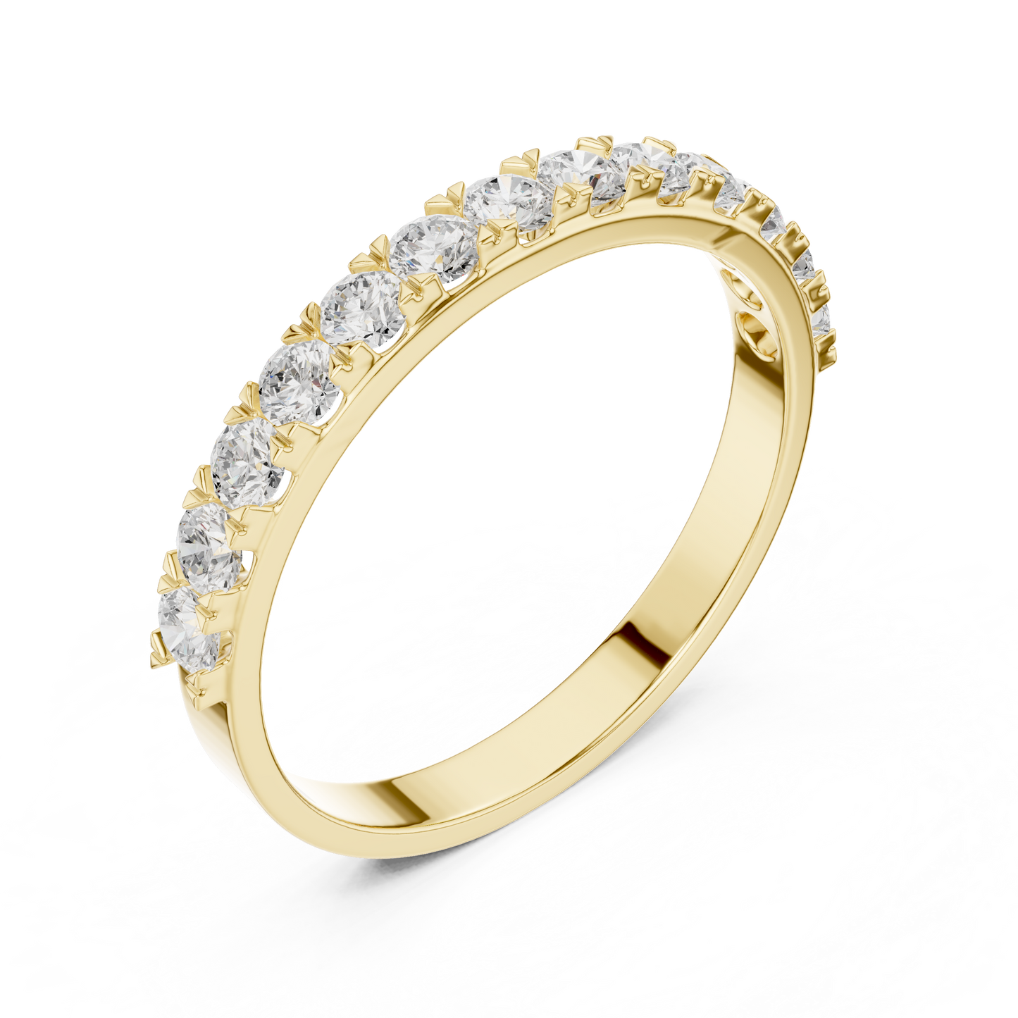 Round Cut Lab Grown Diamond Ring in Yellow Gold