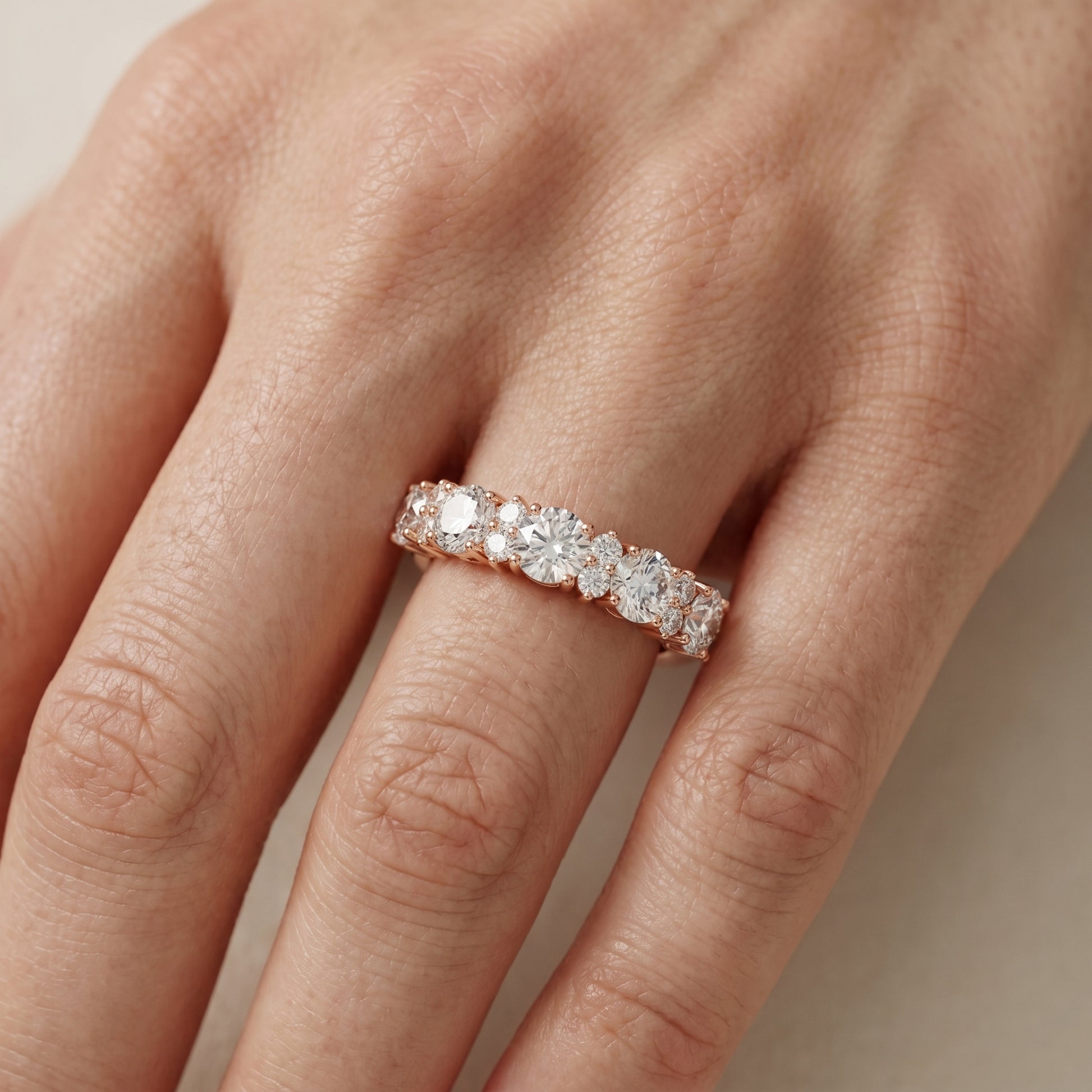 Round Cut Lab Grown Diamond Ring in Rose Gold
