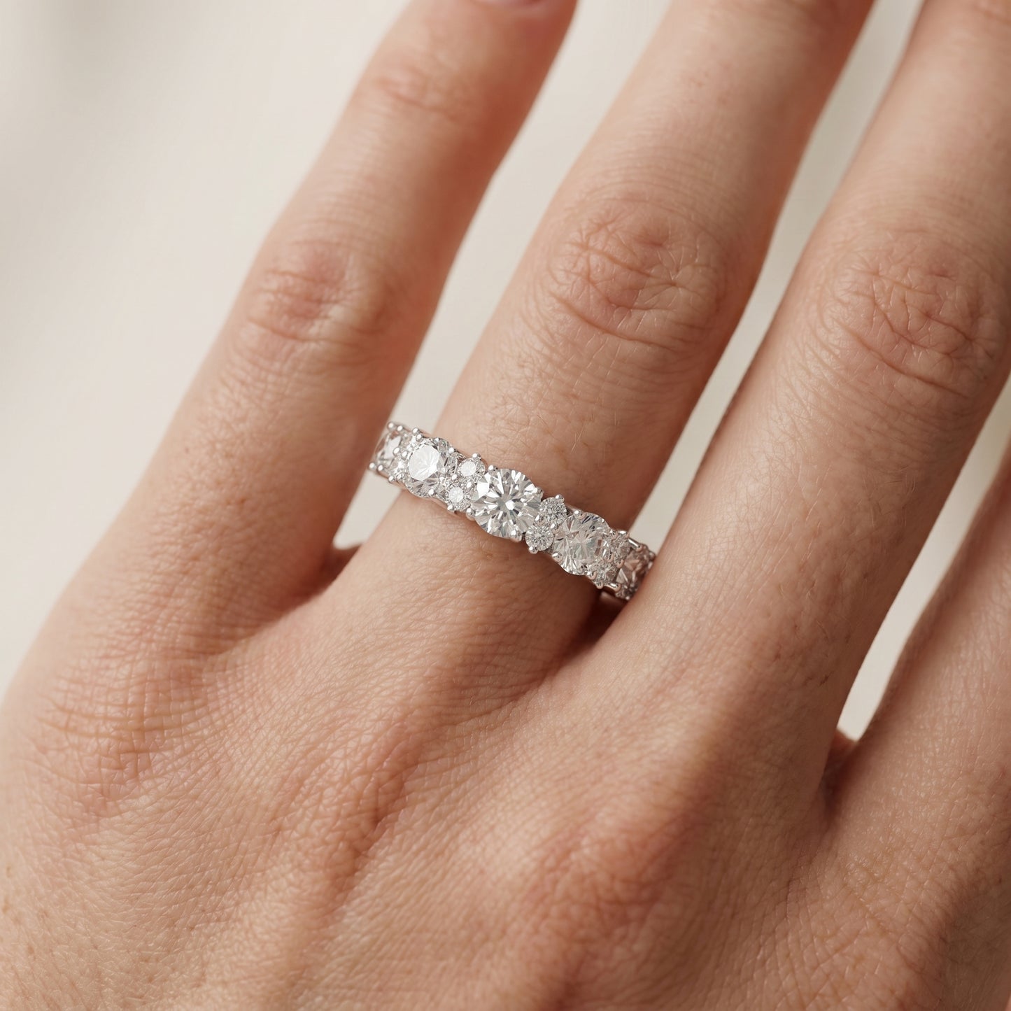 Round Cut Lab Grown Diamond Ring in White Gold