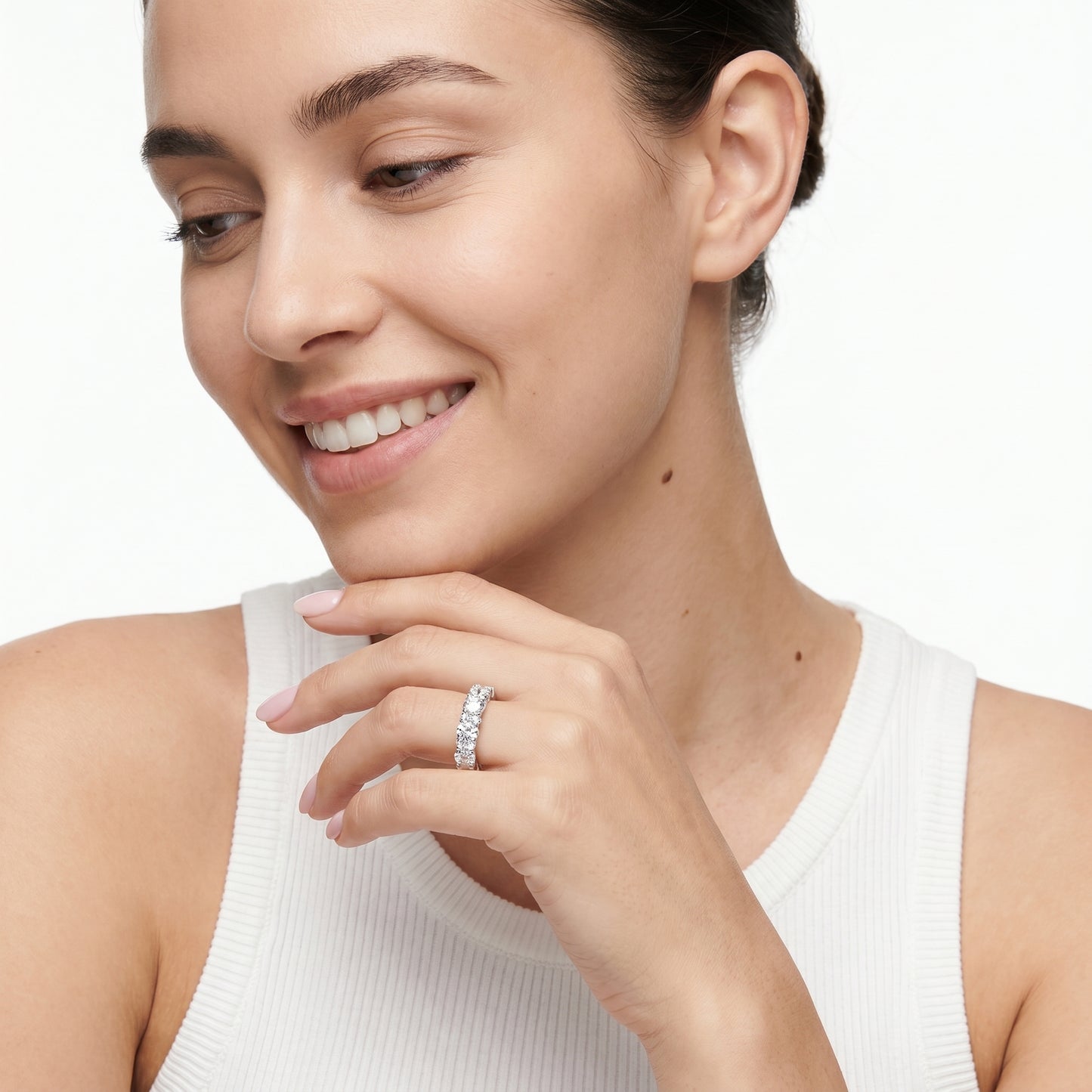 Round Cut Lab Grown Diamond Ring in Platinum
