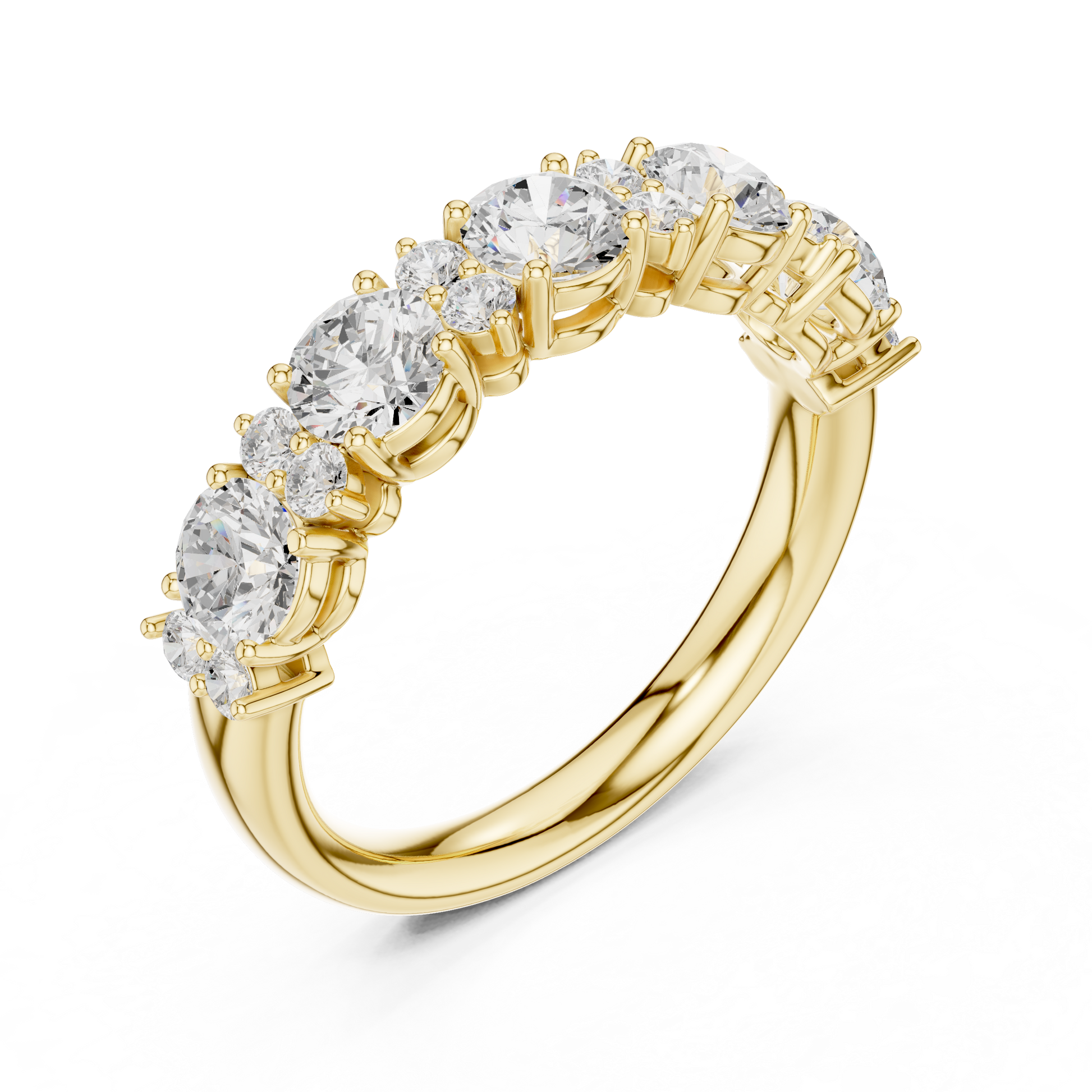 Round Cut Lab Grown Diamond Ring in Yellow Gold