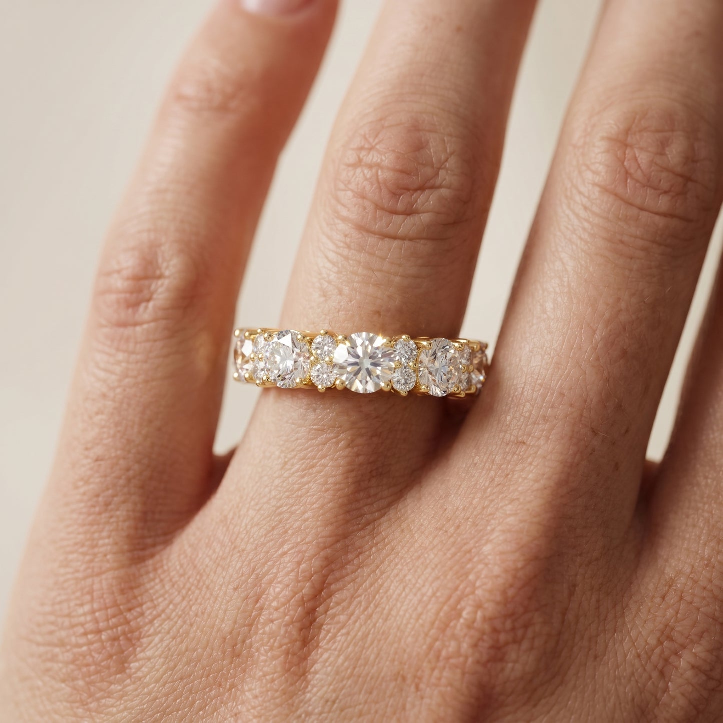 Round Cut Lab Grown Diamond Ring in Yellow Gold