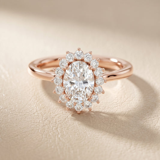 Oval Round Cut Lab Grown Diamond Ring in Rose Gold