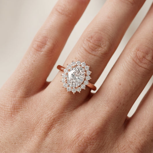 Oval Round Cut Lab Grown Diamond Ring in Rose Gold