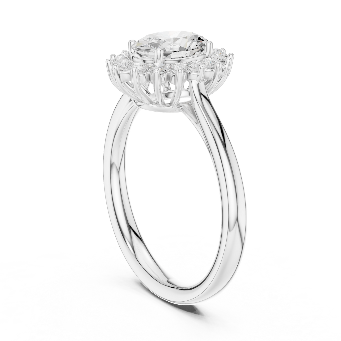 Oval Round Cut Lab Grown Diamond Ring in White Gold