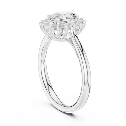 Oval Round Cut Lab Grown Diamond Ring in Silver
