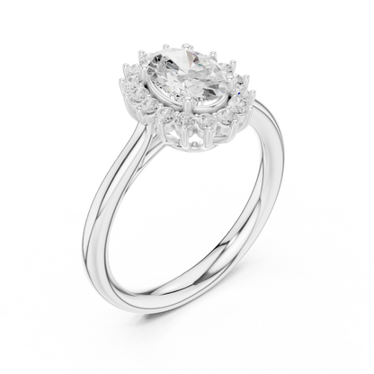 Oval Round Cut Lab Grown Diamond Ring in Silver