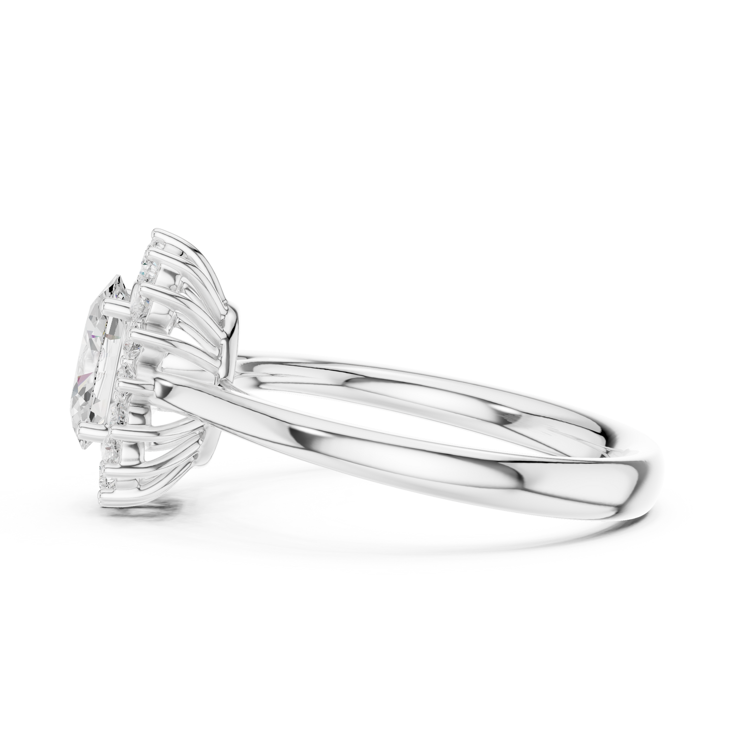 Oval Round Cut Lab Grown Diamond Ring in Silver