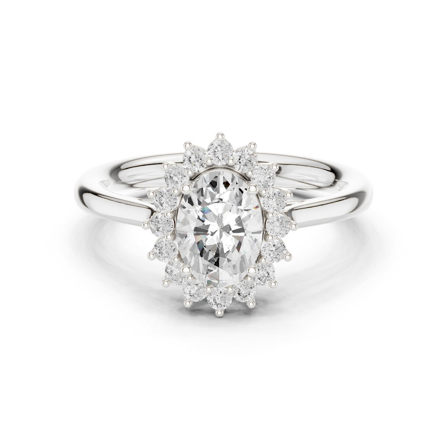 Oval Round Cut Lab Grown Diamond Ring in White Gold