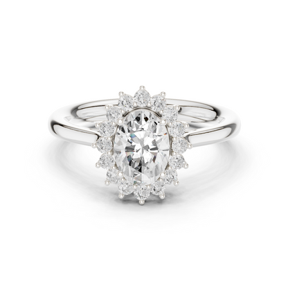 Oval Round Cut Lab Grown Diamond Ring in White Gold