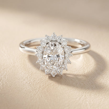 Oval Round Cut Lab Grown Diamond Ring in White Gold