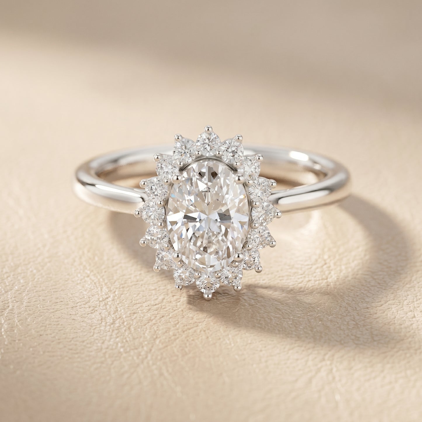 Oval Round Cut Lab Grown Diamond Ring in Silver