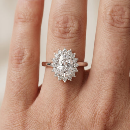 Oval Round Cut Lab Grown Diamond Ring in White Gold