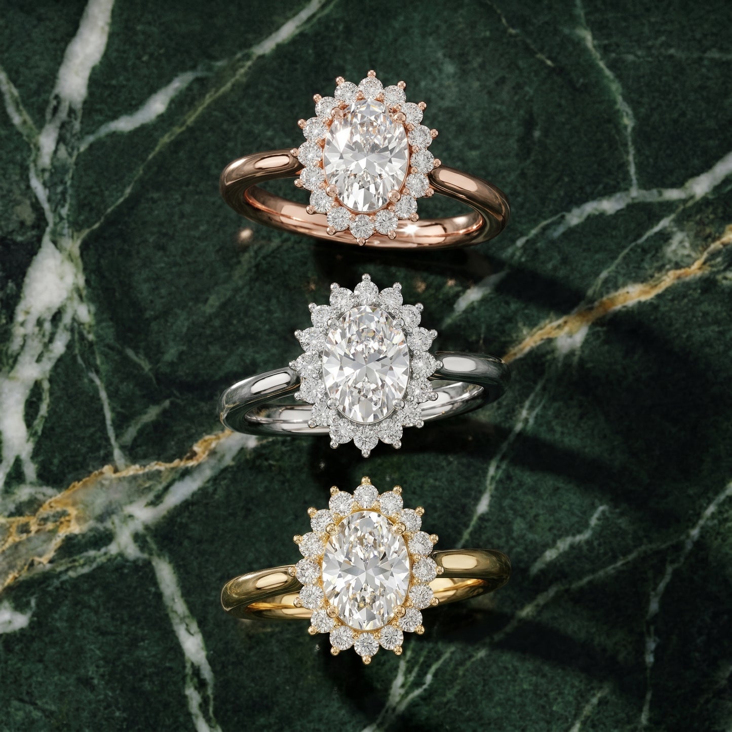 Oval Round Cut Lab Grown Diamond Ring in Yellow Gold