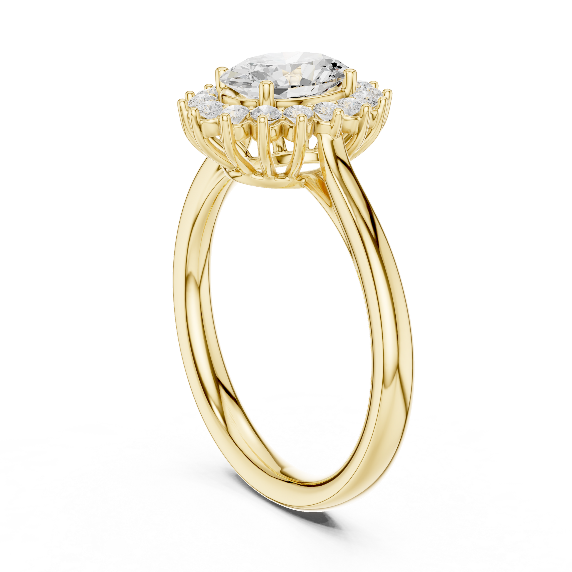 Oval Round Cut Lab Grown Diamond Ring in Yellow Gold