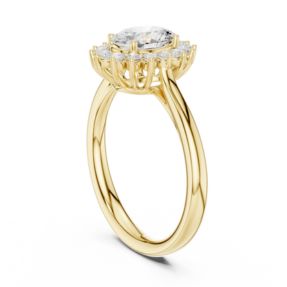 Oval Round Cut Lab Grown Diamond Ring in Yellow Gold