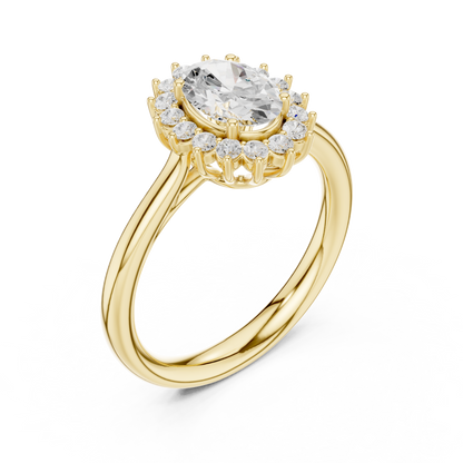 Oval Round Cut Lab Grown Diamond Ring in Yellow Gold