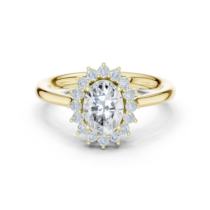 Oval Round Cut Lab Grown Diamond Ring in Yellow Gold