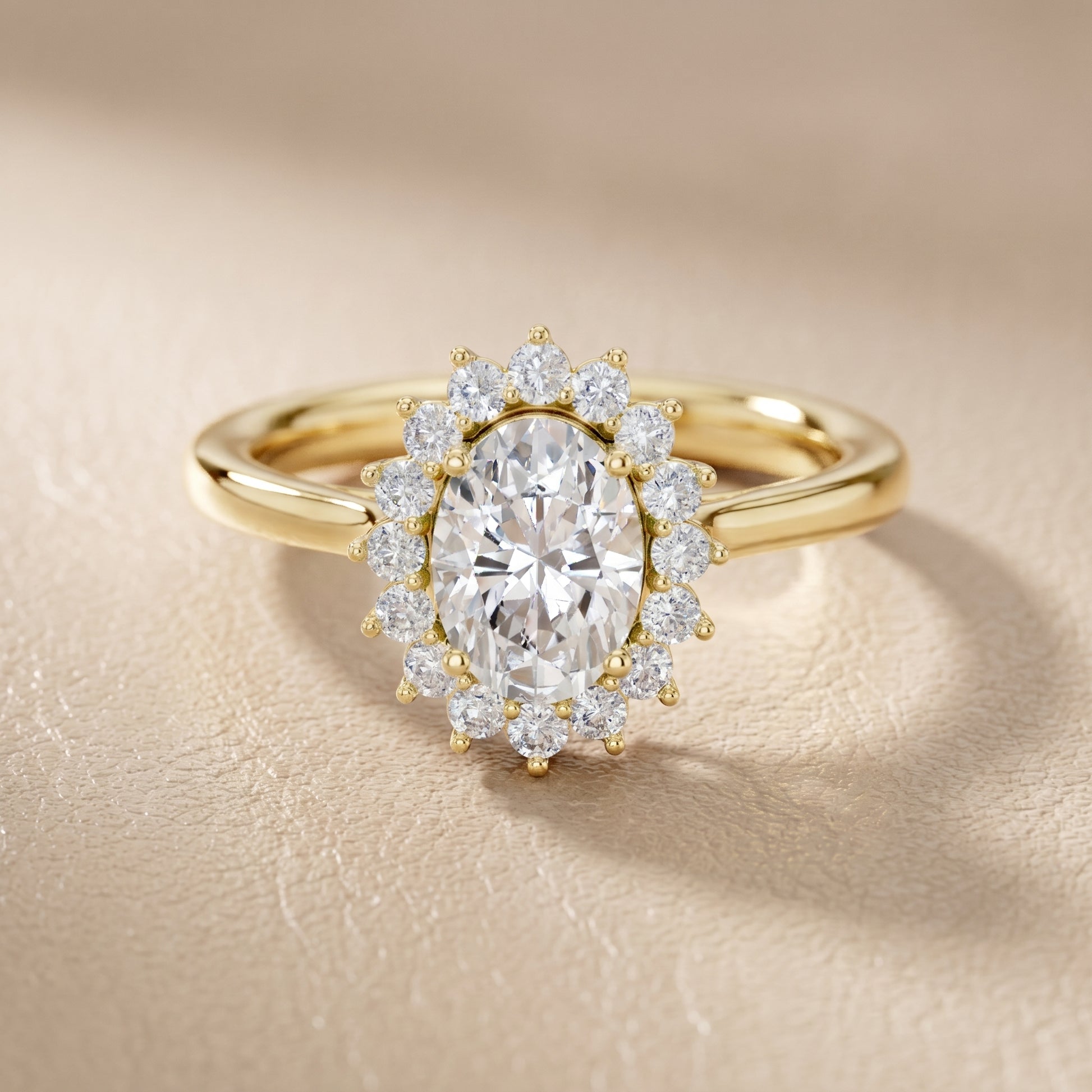 Oval Round Cut Lab Grown Diamond Ring in Yellow Gold