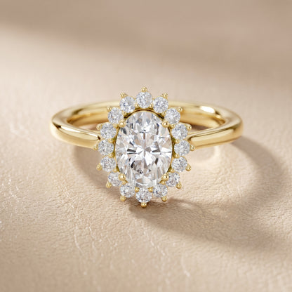Oval Round Cut Lab Grown Diamond Ring in Yellow Gold