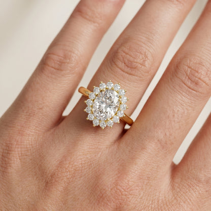 Oval Round Cut Lab Grown Diamond Ring in Yellow Gold