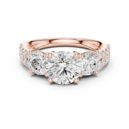Round Cut Lab Grown Diamond Ring in Rose Gold