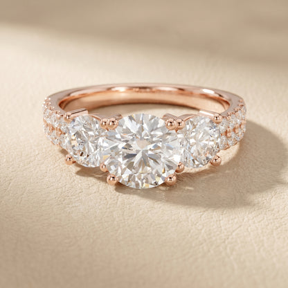 Round Cut Lab Grown Diamond Ring in Rose Gold