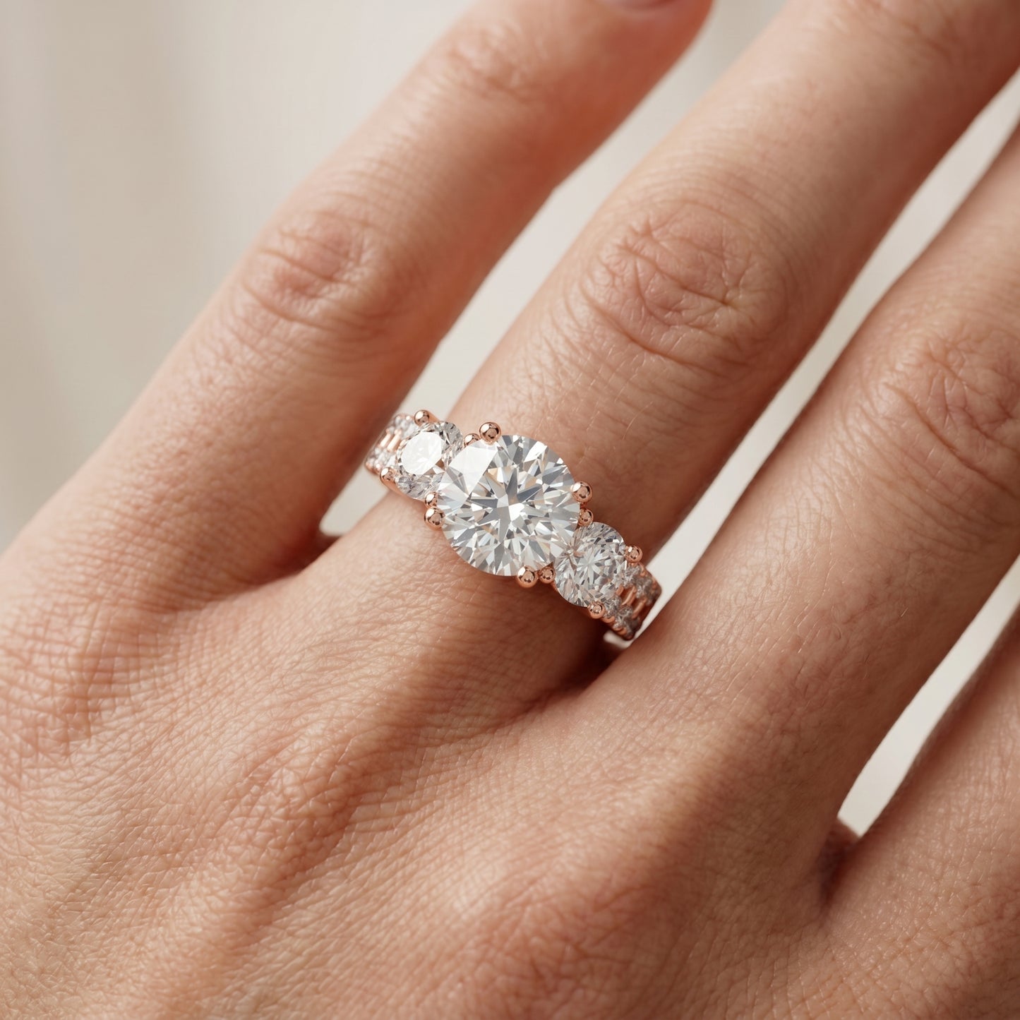 Round Cut Lab Grown Diamond Ring in Rose Gold
