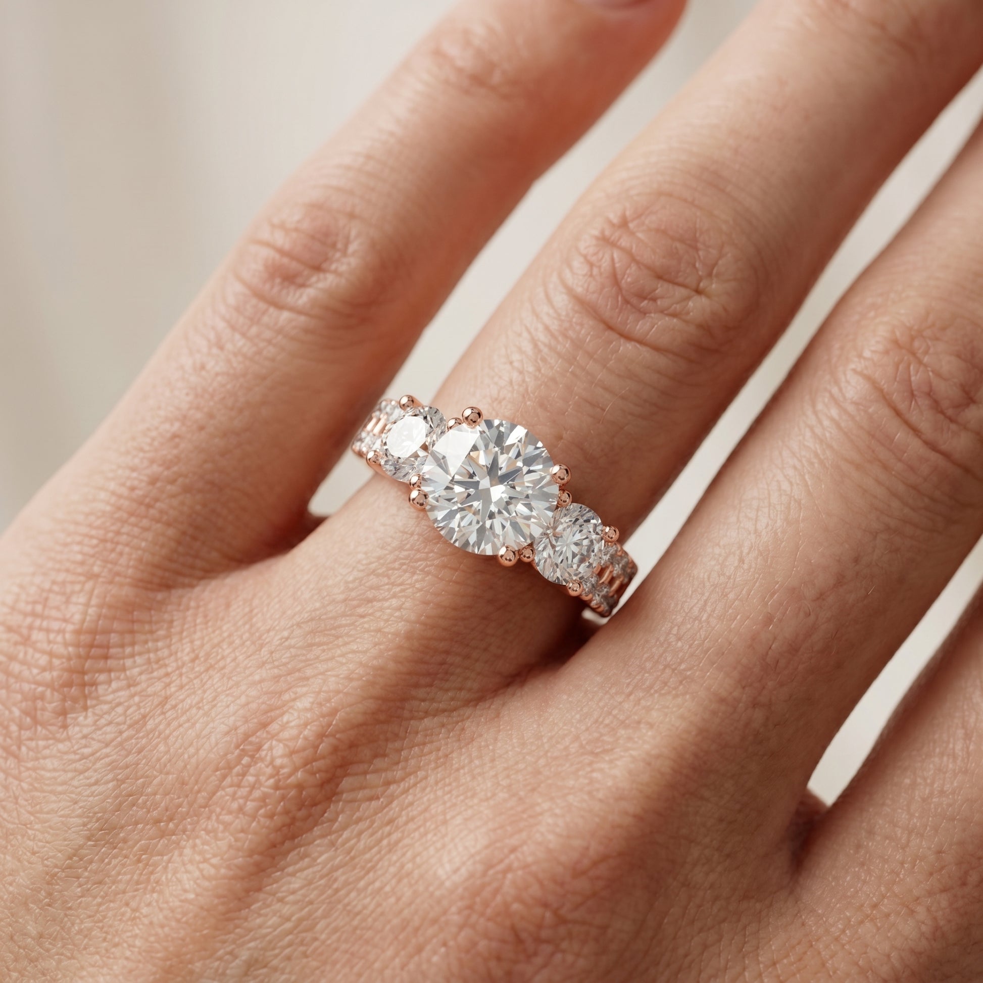 Round Cut Lab Grown Diamond Ring in Rose Gold