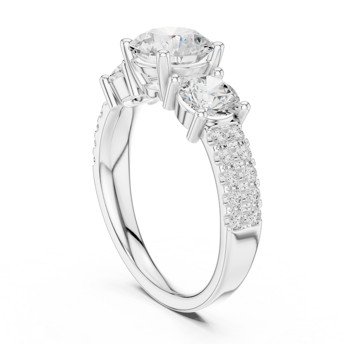 Round Cut Lab Grown Diamond Ring in White Gold