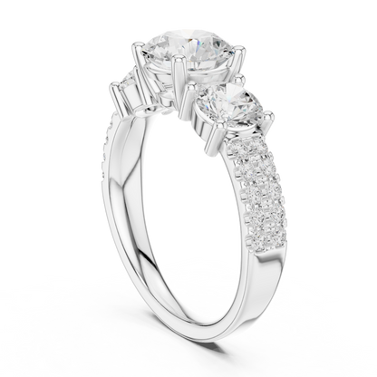 Round Cut Lab Grown Diamond Ring in White Gold
