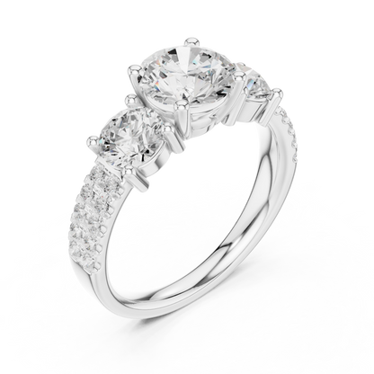 Round Cut Lab Grown Diamond Ring in White Gold