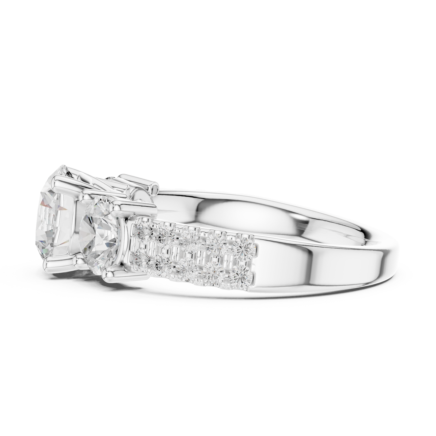 Round Cut Lab Grown Diamond Ring in White Gold