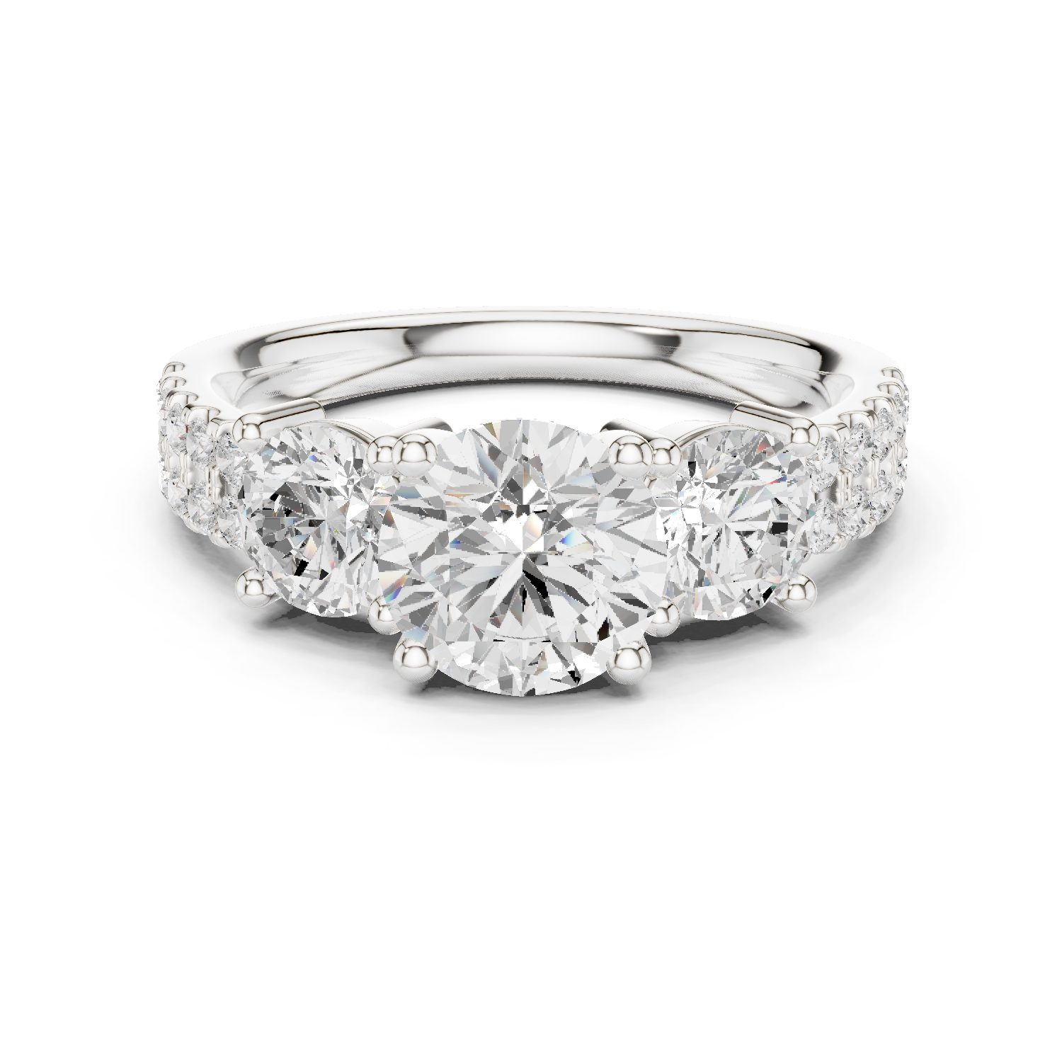Round Cut Lab Grown Diamond Ring in Silver