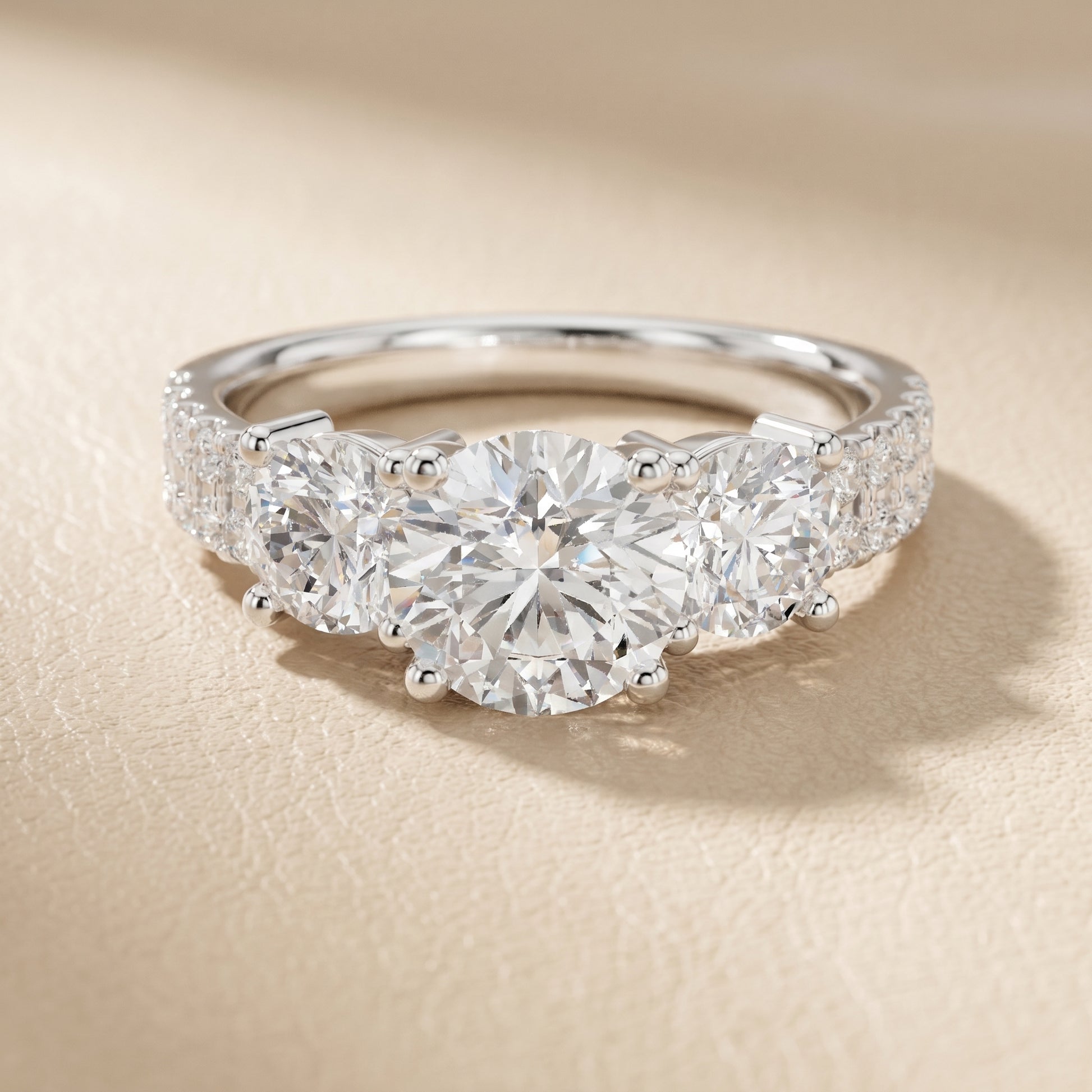 Round Cut Lab Grown Diamond Ring in Platinum