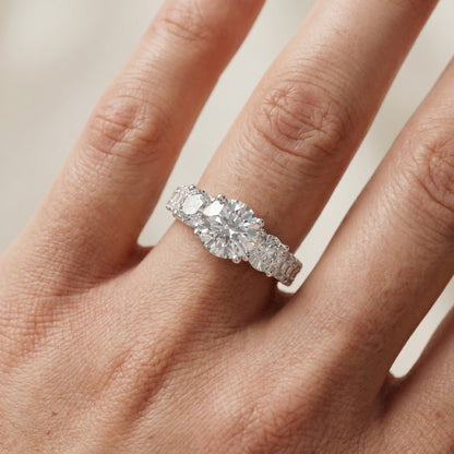 Round Cut Lab Grown Diamond Ring in Platinum