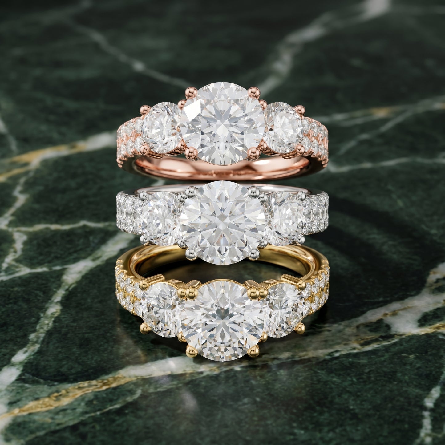 Round Cut Lab Grown Diamond Ring in Yellow Gold