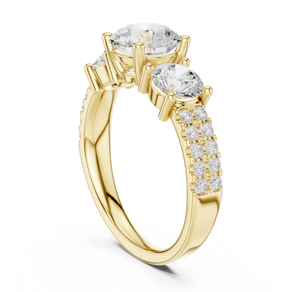 Round Cut Lab Grown Diamond Ring in Yellow Gold