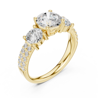 Round Cut Lab Grown Diamond Ring in Yellow Gold