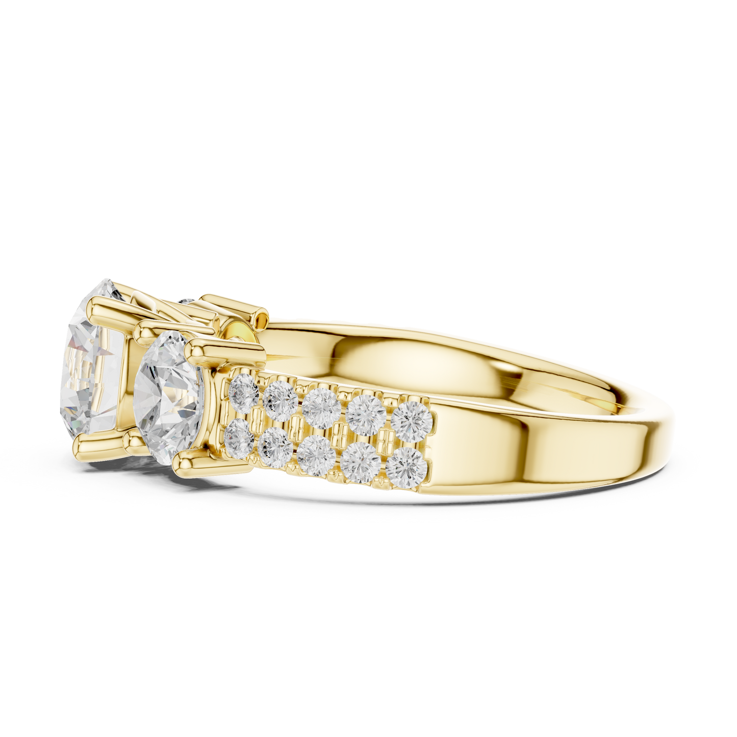 Round Cut Lab Grown Diamond Ring in Yellow Gold