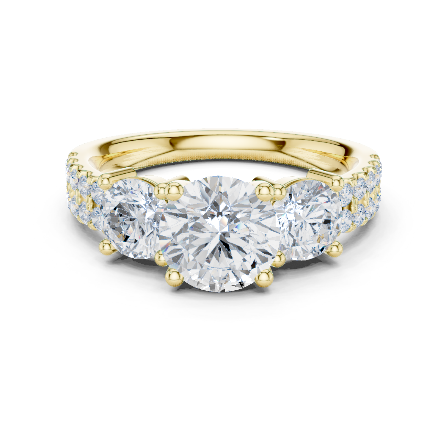 Round Cut Lab Grown Diamond Ring in Yellow Gold