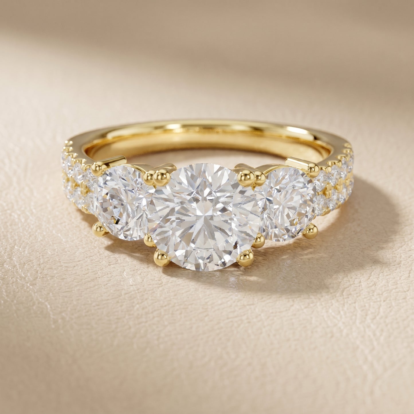Round Cut Lab Grown Diamond Ring in Yellow Gold