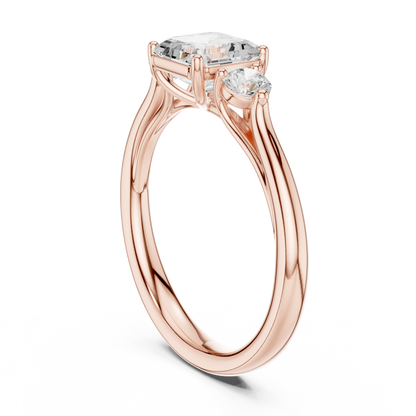 Asscher Round Cut Lab Grown Diamond Ring in Rose Gold