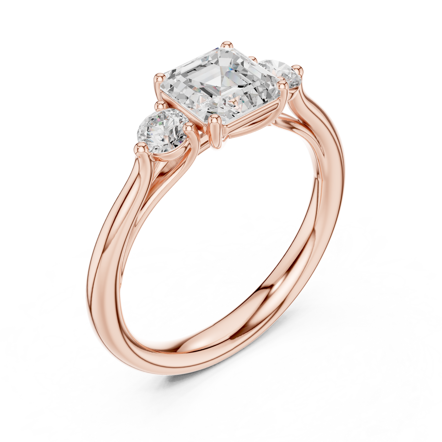 Asscher Round Cut Lab Grown Diamond Ring in Rose Gold