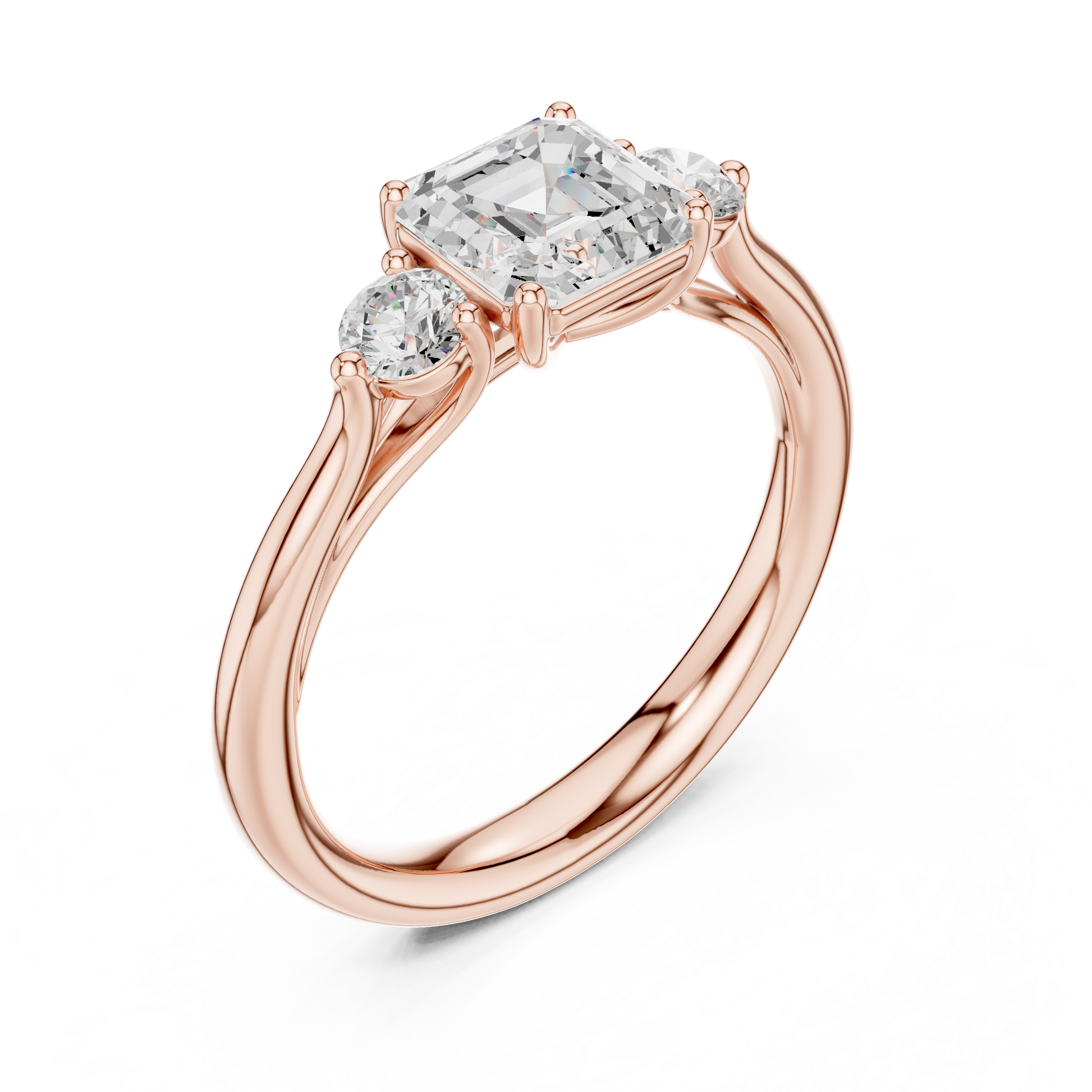 Asscher Round Cut Lab Grown Diamond Ring in Rose Gold