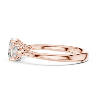 Asscher Round Cut Lab Grown Diamond Ring in Rose Gold