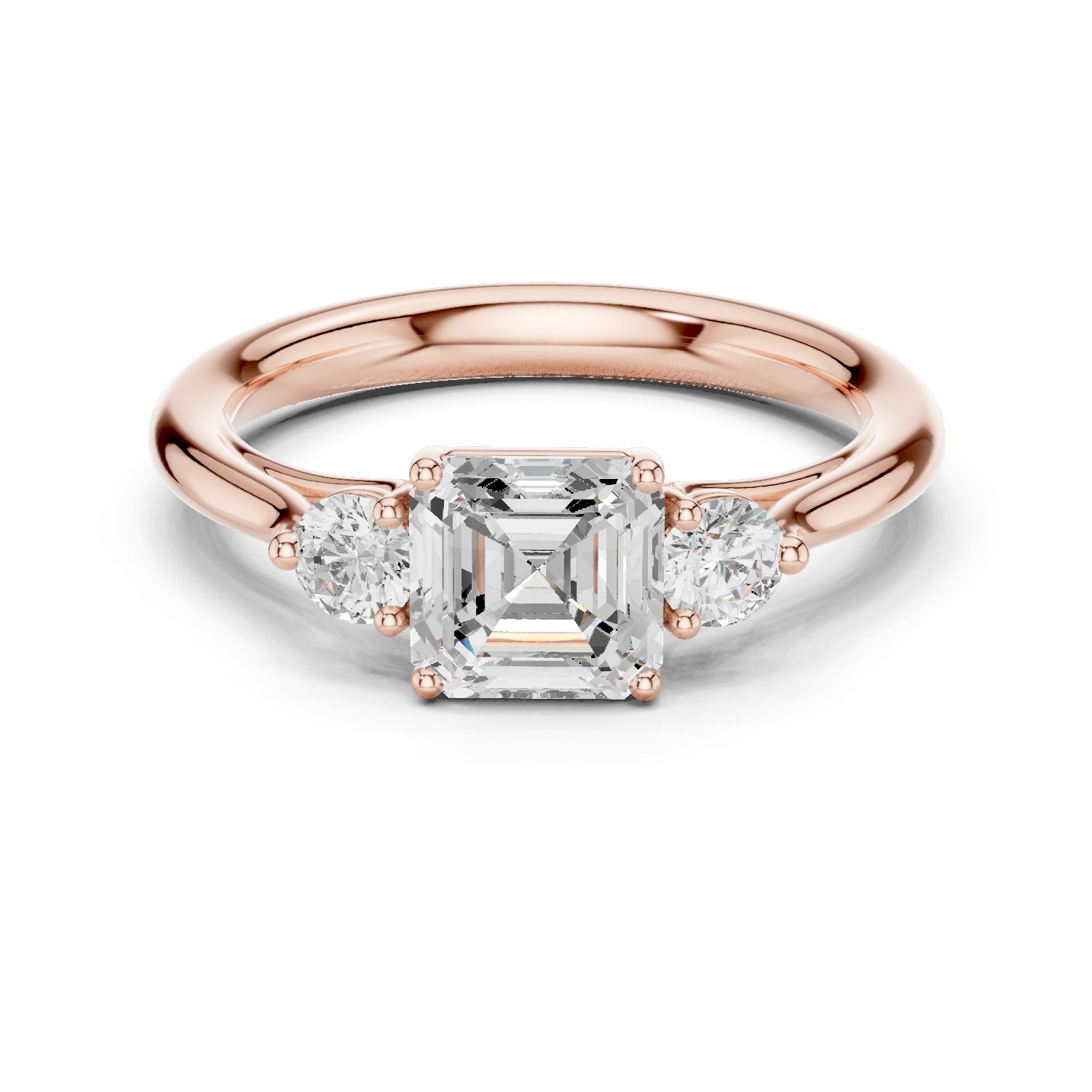 Asscher Round Cut Lab Grown Diamond Ring in Rose Gold