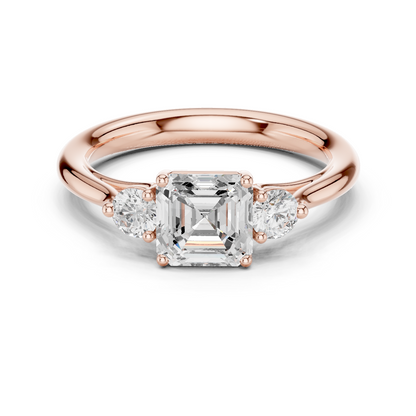 Asscher Round Cut Lab Grown Diamond Ring in Rose Gold
